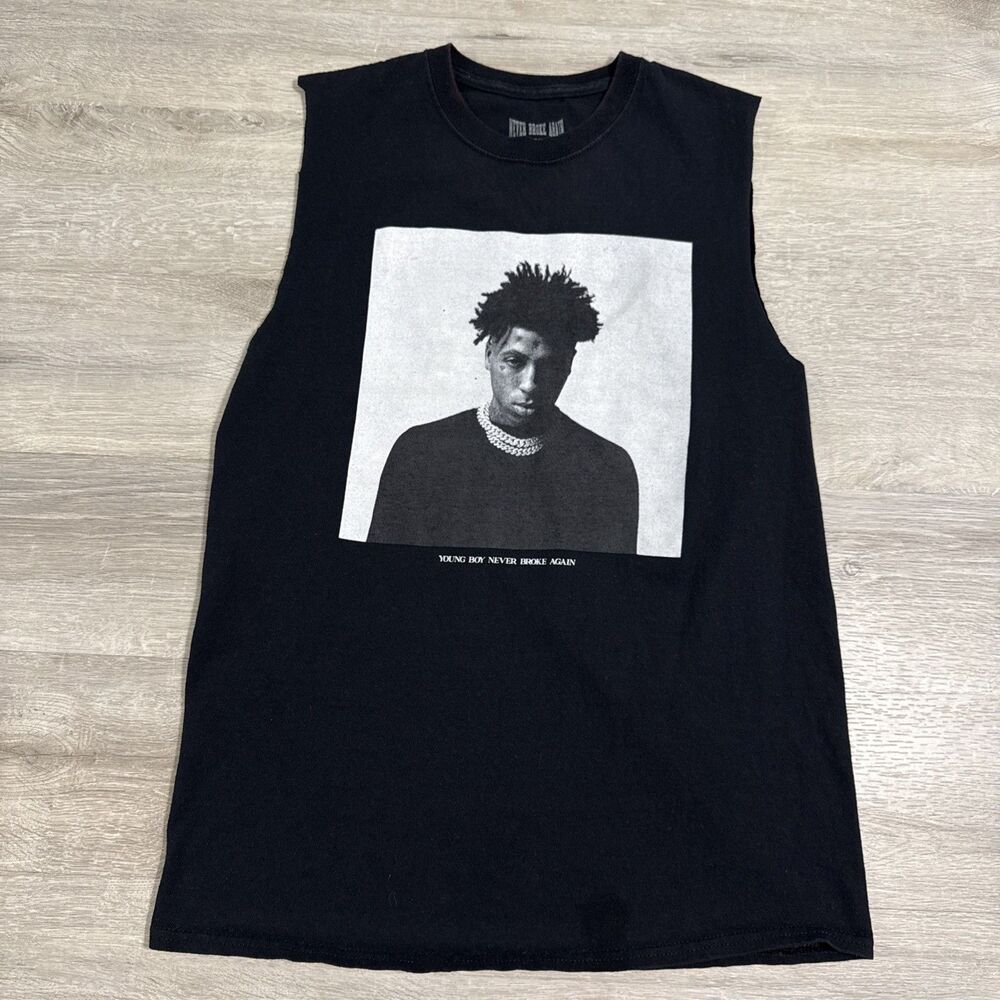 NBA YoungBoy Shirt Never Broke Again Men’s Medium Black Sleeveless Cutoff Rap